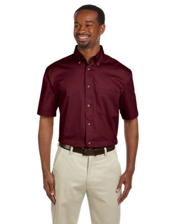 Harriton M500S Men's Easy Blend™ Short-Sleeve Twill Shirt with Stain-Release