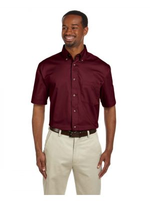 Harriton M500S Men's Easy Blend™ Short-Sleeve Twill Shirt with Stain-Release